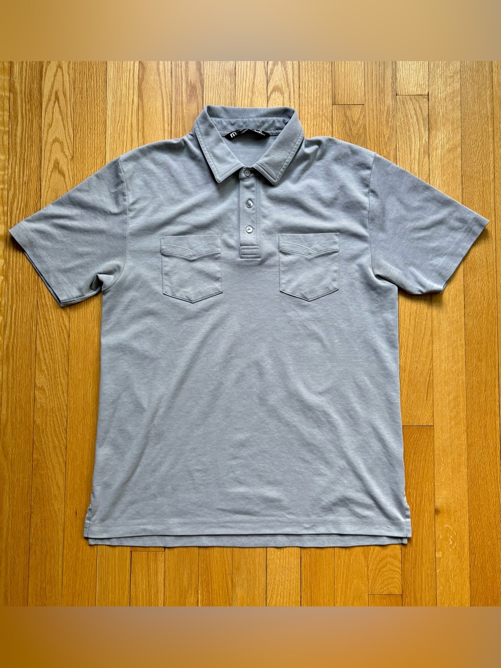 Travis Mathew Men’s Short Sleeve Performance Polo Large Gray Double Pockets